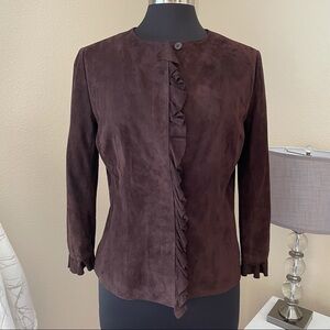 Suede Vintage Genuine Goat VAKKO Brown Jacket Blazer Size S